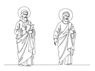 Fototapeta premium christian saint monoline vector, one line religious illustration
