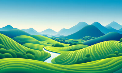Fields, pastoral scenery, terraces, agriculture, rural areas, rural revitalization scenery, Xiaoman solar term illustration