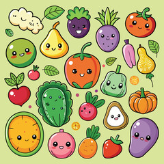Digital Stickers Collection Fruits and vegetables collection