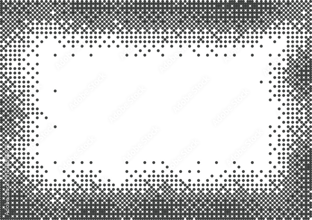 Fototapete Pixelated bitmap gradient texture. Retro pixel art, black dither pattern, 8 bit background frame. Vector illustration