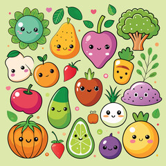 Digital Stickers Collection Fruits and vegetables collection