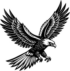 Obraz premium Eagle in Flight Silhouette - Vector Illustration