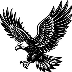 Eagle in Flight Silhouette - Vector Illustration