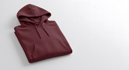 Folded Maroon Hoodie on White Background - Stock Photography HD