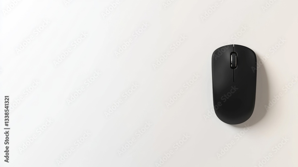Aufkleber A black computer mouse sits on top of a white wall, perfect for use as a minimalist background or in a tech-related design