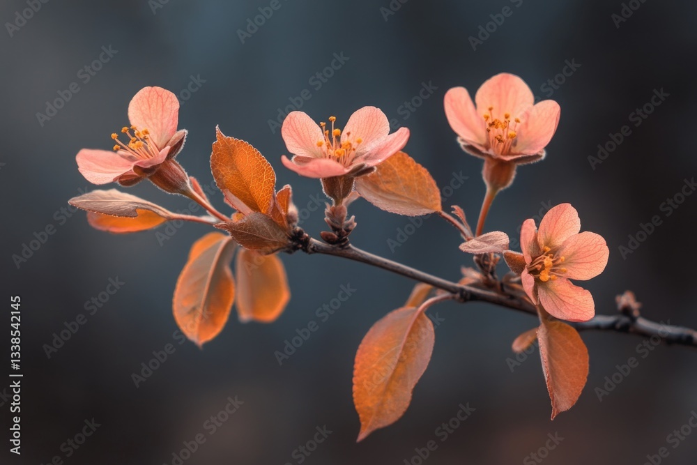 Poster close-up view of a single flower blooming on a branch