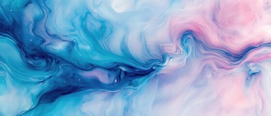 A detailed shot of a vibrant blue and pink painting, great for art-related uses