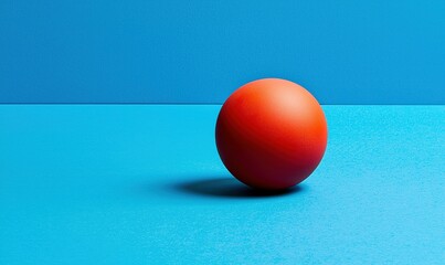 Red sphere contrasts against a teal surface, creating sharp lines and a minimalist composition