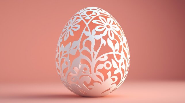 Large pisanka silhouette against soft coral background with gold patterns