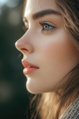 Fototapeta premium Close-up portrait of a woman with long hair