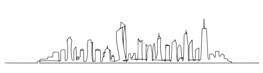Kuwait City capital of Kuwait linear monoline vector black and white graphic thin oneline