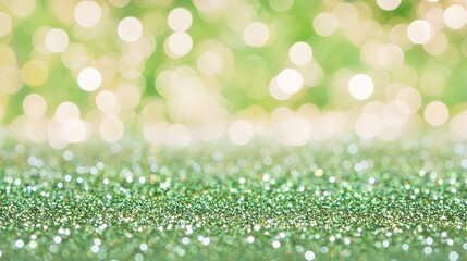 Obraz premium Sparkling Green Glitter Background Bokeh Lights