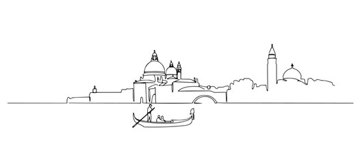 Panorama of Italy Venice linear monoline vector black and white graphic thin oneline © Wieslaw