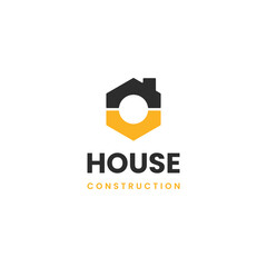 Construction architecture building logo icon design, home renovation and repair logo with nut bolt