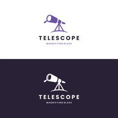 telescope with magnifying glass logo design, Explore sky logo concept