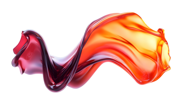 3D flowing liquid glass shape, minimal glossy wavy fluid motion, futuristic abstract design, Transparent Background PNG