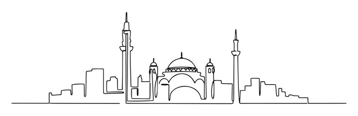 Tirana capital of Albania line art vector monoline illustration
