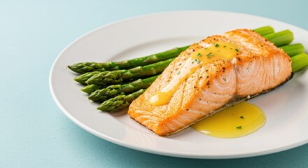 Tender salmon with asparagus