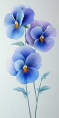 Delicate Blue Pansies with Soft Shades and Elegant Petals Against a Subtle Background