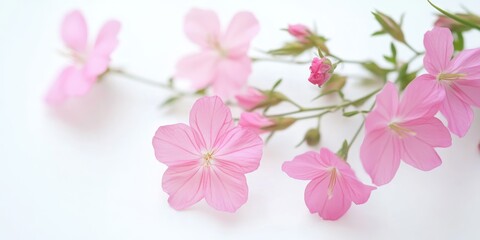 Fototapeta premium Delicate Petals: A close-up shot showcases the beauty of delicate pink flowers, highlighting their soft petals and graceful arrangement.