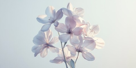 Blossoming Beauty: A cluster of delicate, soft-hued flowers blooms gracefully, their translucent petals catching the gentle light. Capture the essence of spring, purity, and ephemeral beauty.