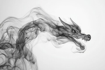 Fototapeta premium Smoke forming a dragon shape.