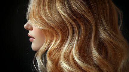 Fototapeta premium Luxurious Blonde Waves with Hair Care Spray for Strength and Shine