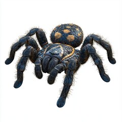 Highly Detailed Realistic Illustration of a Large Black Spider with Vibrant Features and Textures