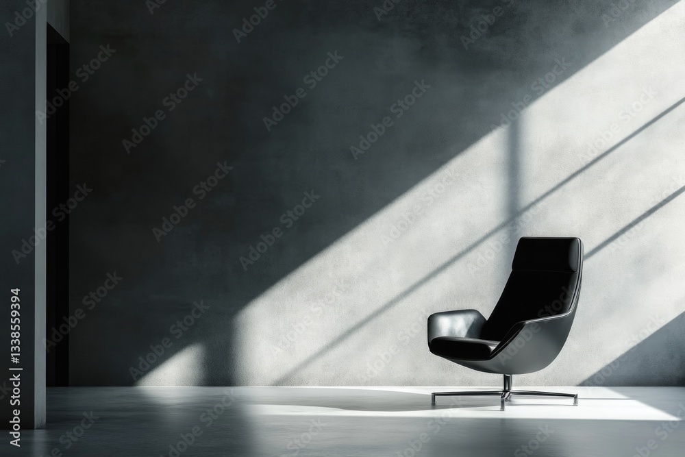 Poster a single chair sits next to a window in a room