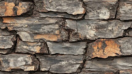 Obraz premium Gray and Orange Cracked Stone Wall Texture
