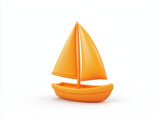 Bright Orange Sailboat Toy with Smooth Finish and Simple Design for Creative Play and Decoration