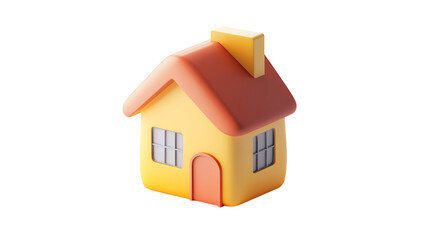3D house icon, home symbol, cozy and inviting, minimal design, Transparent Background PNG