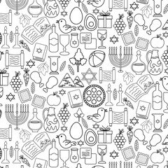Passover doodle set decoration element seamless pattern