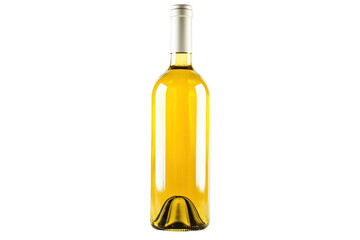 Fototapeta premium Elegant yellow wine bottle on a plain background