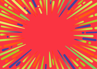 カラフルでポップな集中線のフレームB