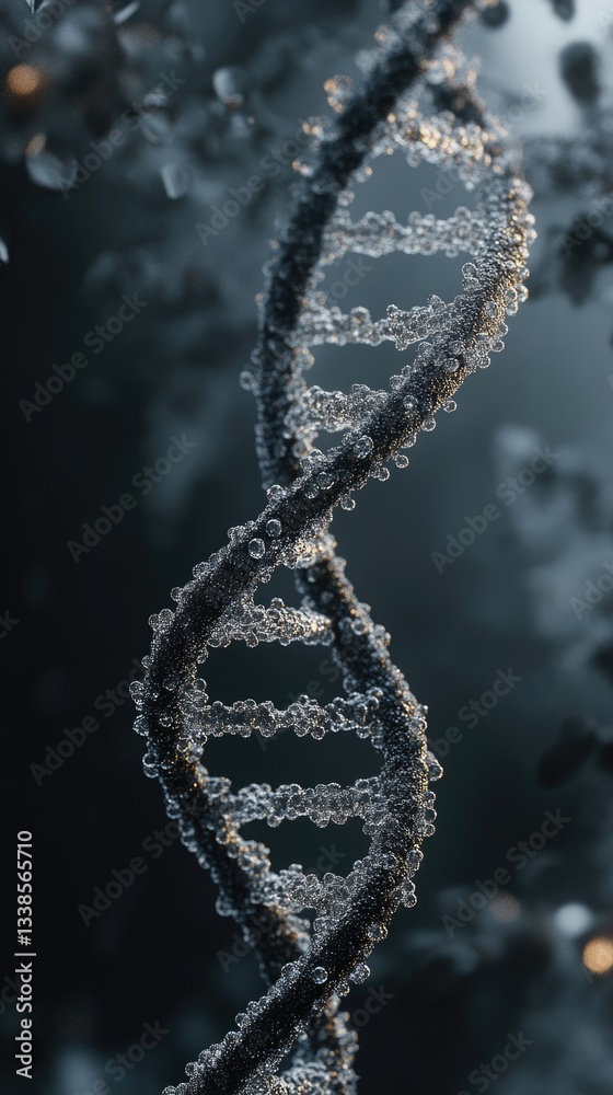 Poster A detailed view of two complementary DNA strands forming a helix structure