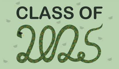 Class of 2025 banner. Vector horizontal illustration