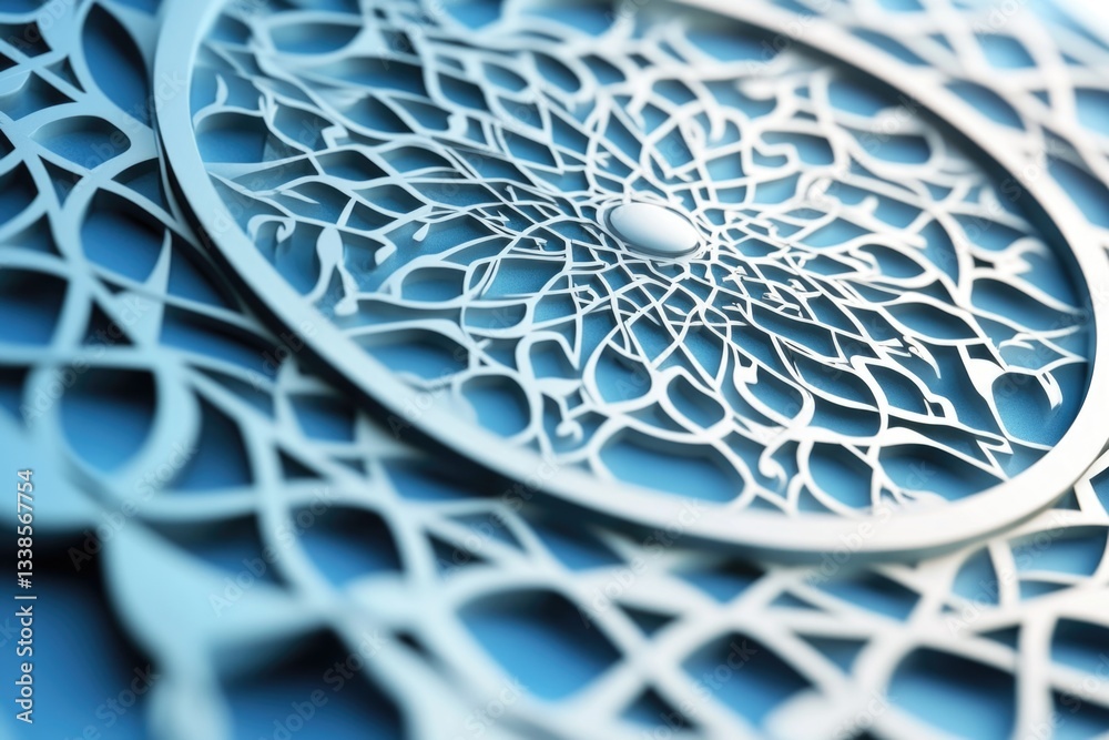 Poster A detailed view of a circular pattern on a table, possibly a decorative item or a piece of art