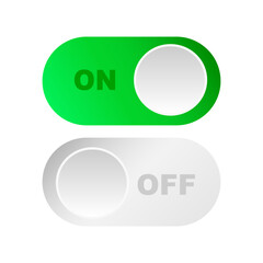 On and off mode switch. Set of toggle buttons . Vector illustration