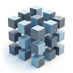 Obraz premium 3d render flying cubes on a white background