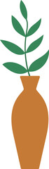 leaves in Brown vase flat vector illustration.
Plant in Abstract modern pottery icon.
Nordic style vase with green leaves isolated.
Minimalist Vase with Green Leaves
Transparent background.