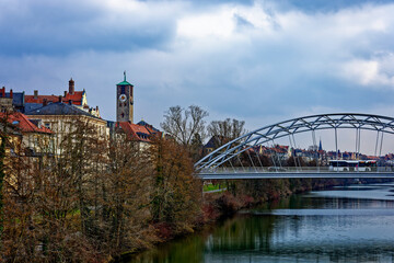 A wonderful day in the city of Bamberg in rainy weather.