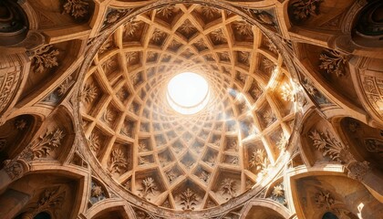 AI-generated intricate architectural dome with sunlight streaming through the oculus