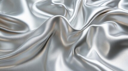Fototapeta premium Draped Silver Silk Fabric Showing Soft Waves