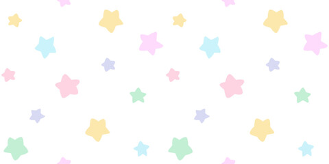 Seamless pattern with colorful star cartoon and fabric pattern for kids on white background.