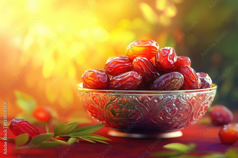 Poster Fresh dates arranged neatly on a table