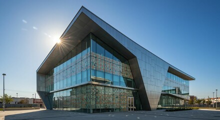 Obraz premium AI-generated modern architectural building with glass facade and intricate patterns
