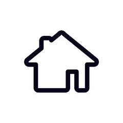 This is a minimalist house icon with a bold outline, featuring a simplistic monochrome style.