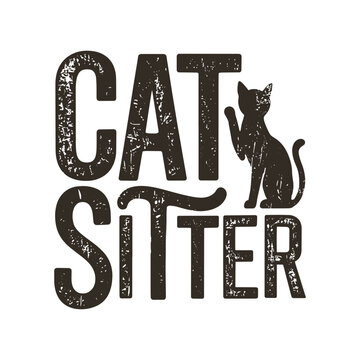 Cat sitter vector vintage design, cat t shirt design