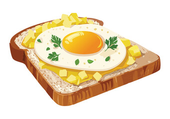 Slice bread with scrambled eggs and cheese